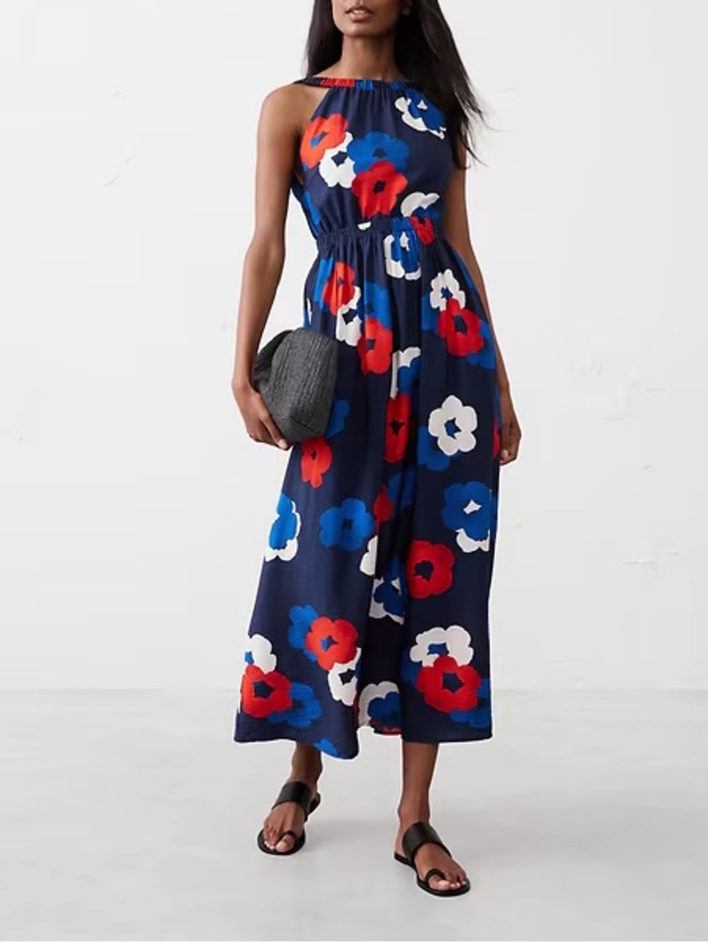 Banana Republic 2025 Floral Red White Blue Midi Dress